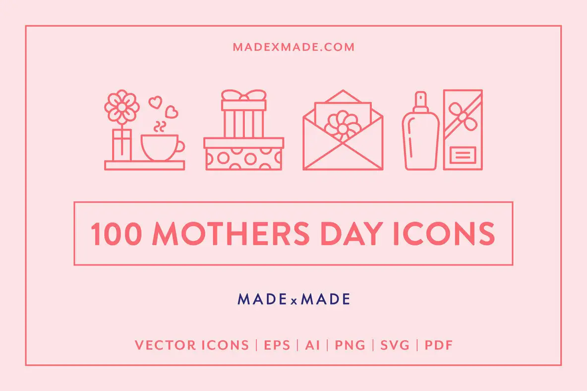 Mothers Day Line Icons