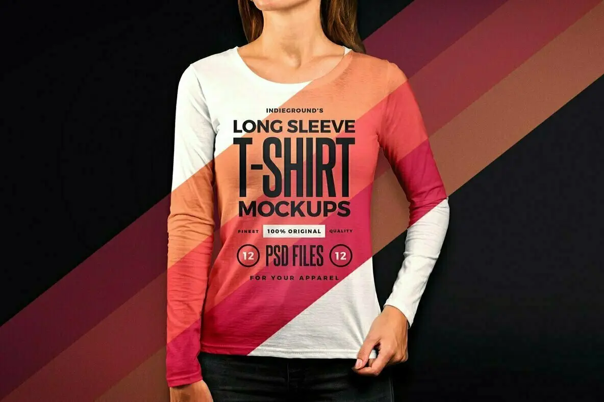 Women Long Sleeve T-Shirt Mockups