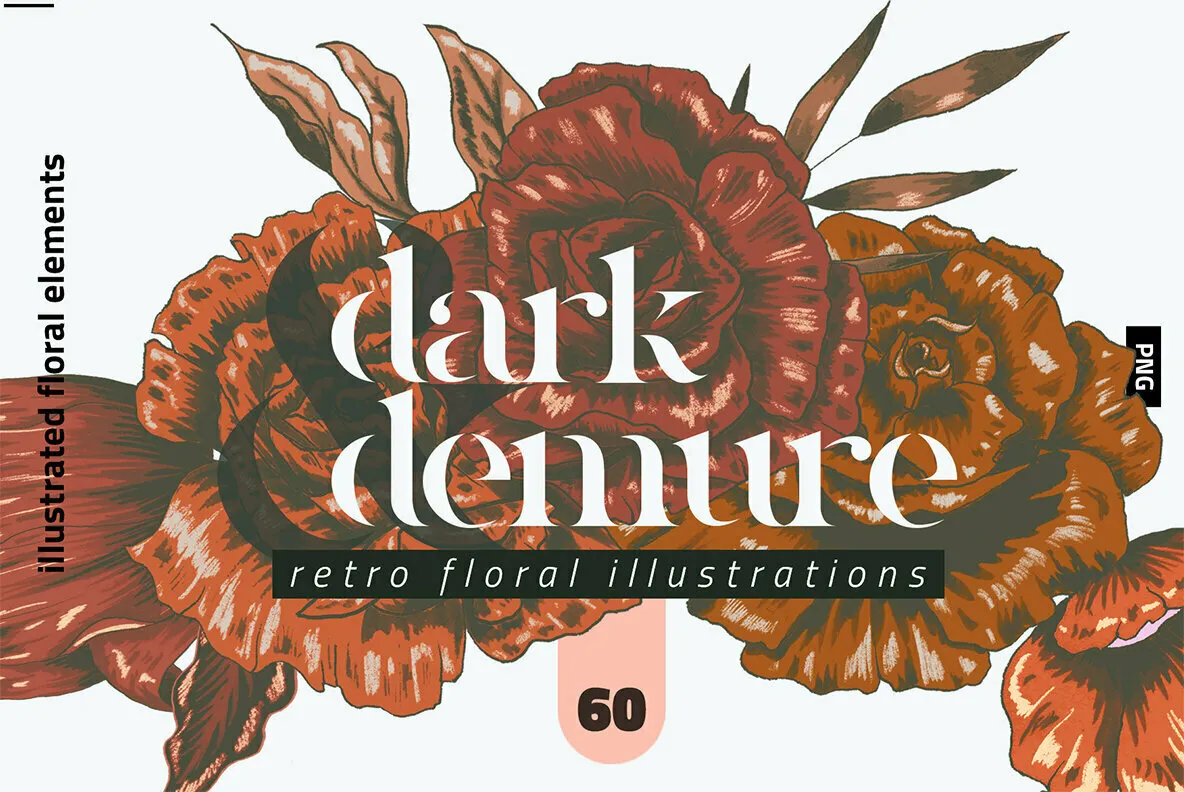Dark & Demure Floral Illustration Set