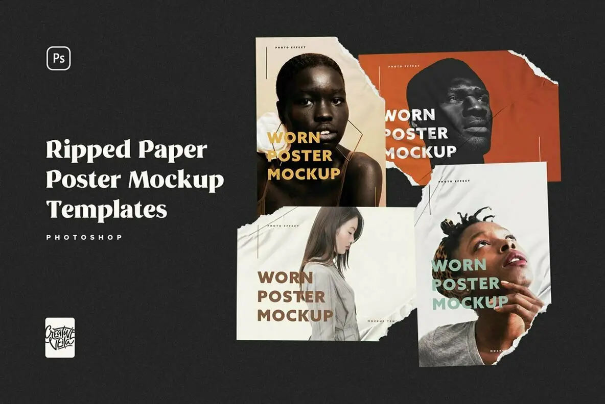 Ripped Paper Poster Mockup Set