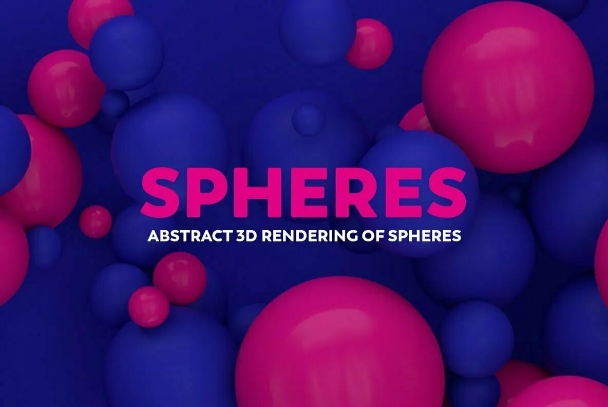 Abstract 3D Rendering of Spheres - Blue and Pink