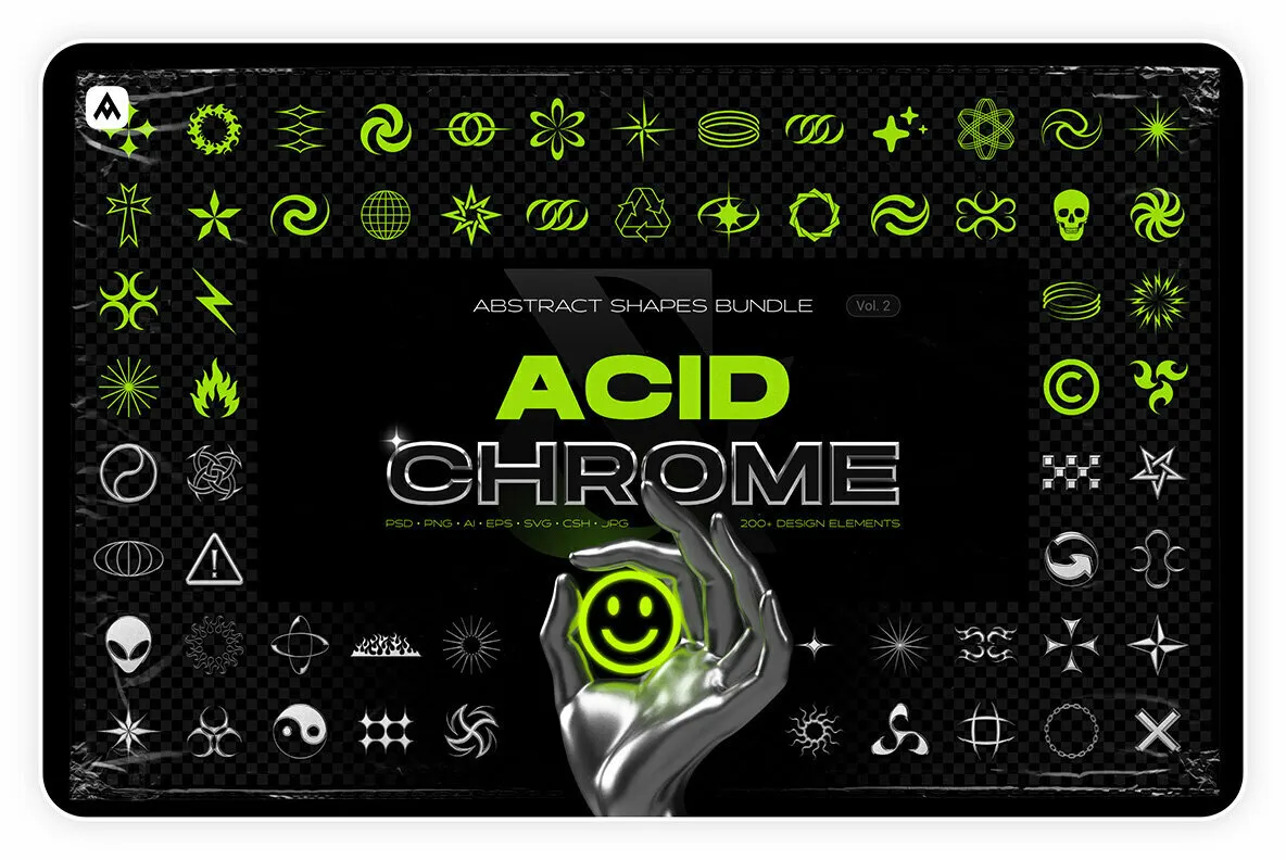 Acid & Chrome Abstract Shapes Bundle