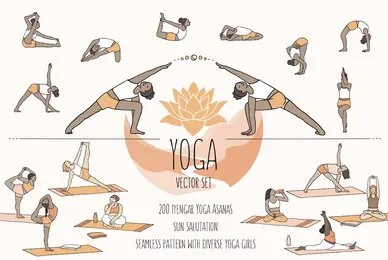 Yoga Asanas Vector Set