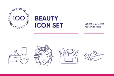 Beauty and Cosmetics Icon Set