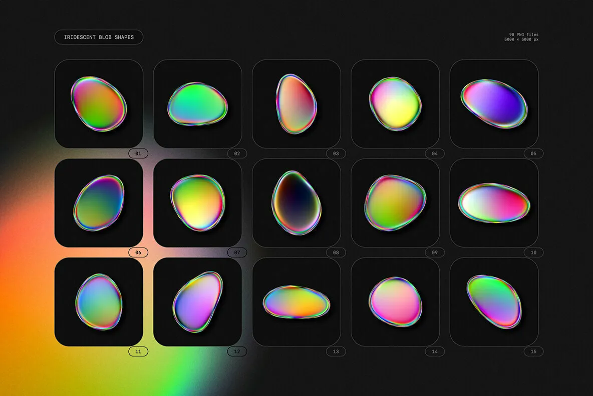 Iridescent Blob Shapes Collection Graphics - YouWorkForThem