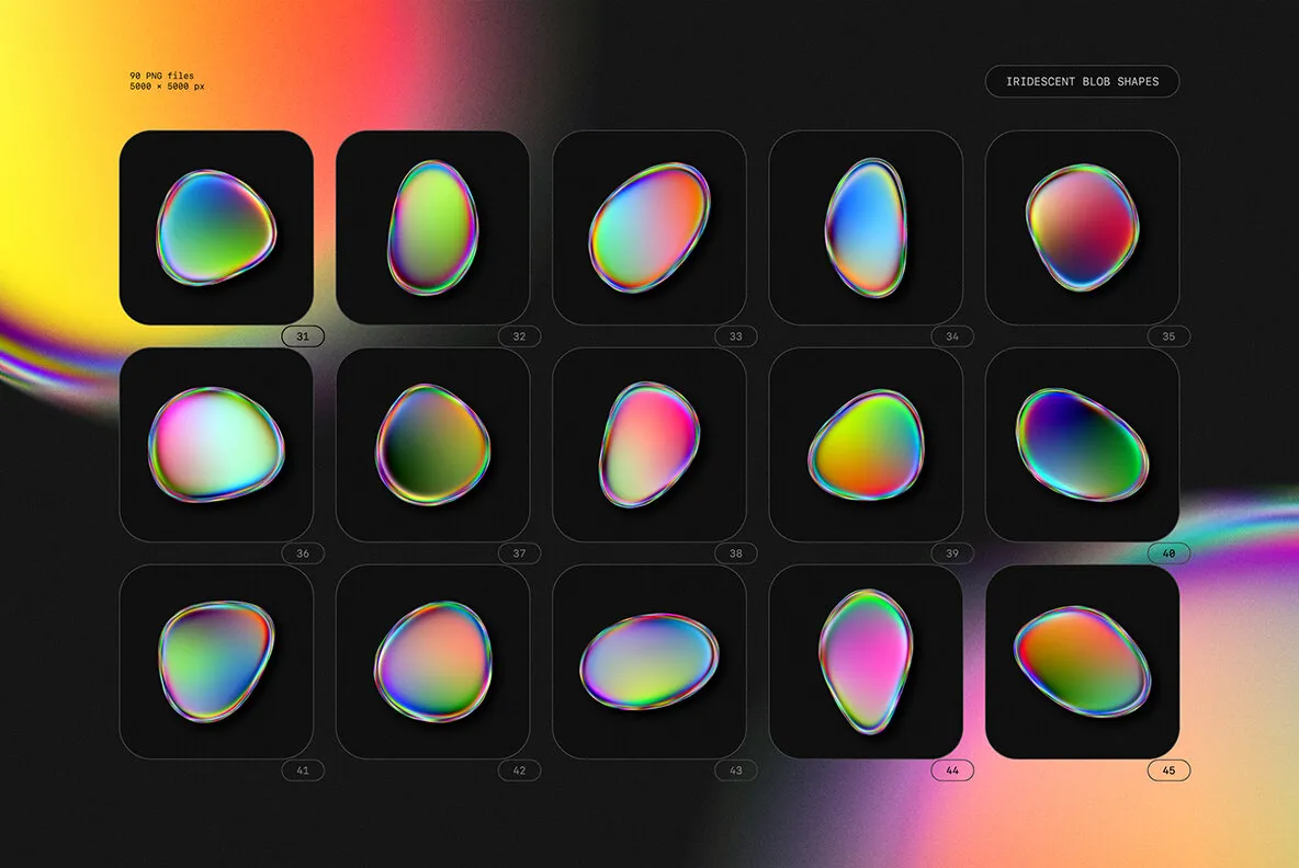 Iridescent Blob Shapes Collection Graphics - YouWorkForThem