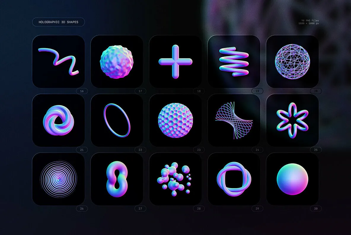 Holographic 3D Shapes Collection Graphics - YouWorkForThem