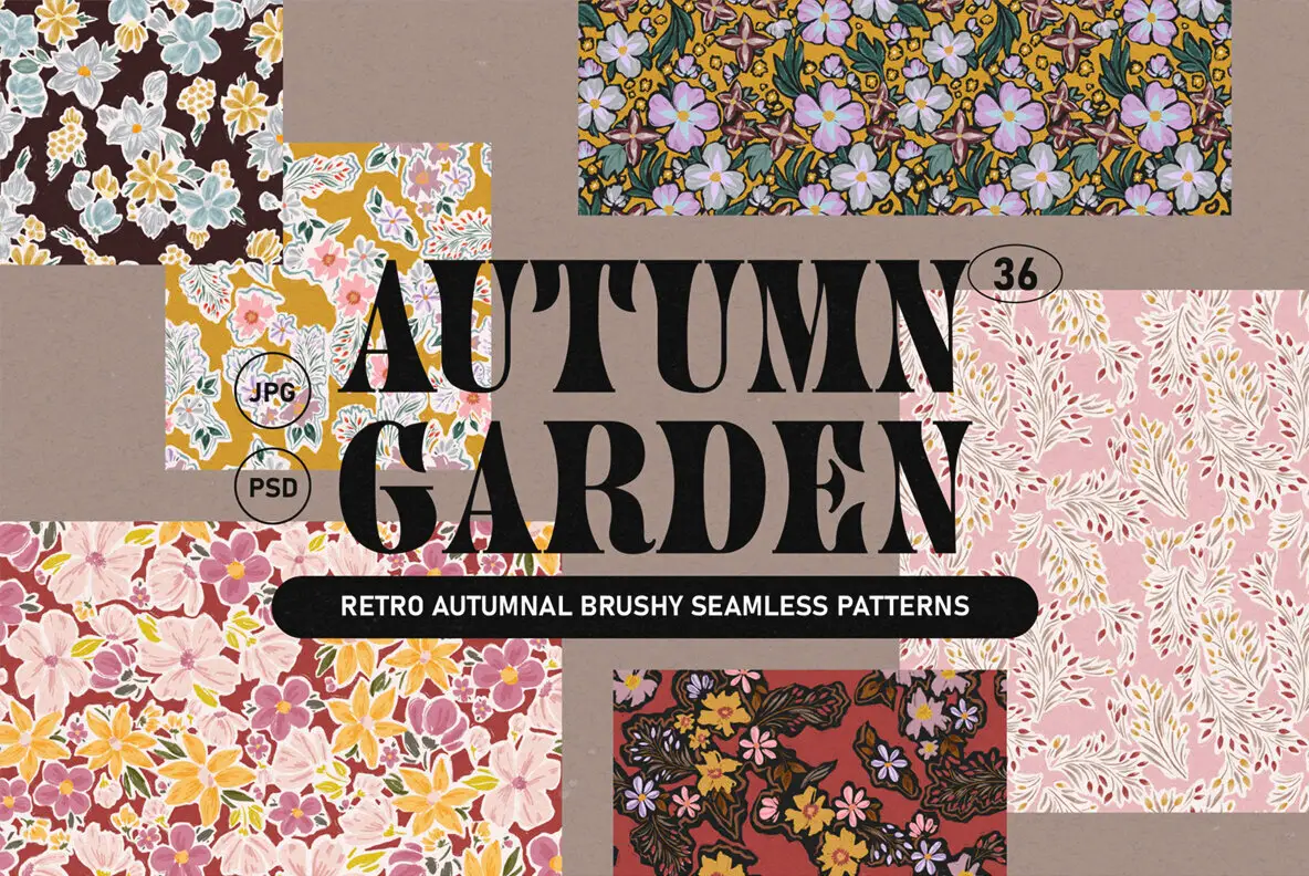 Autumn Garden Retro Floral Patterns