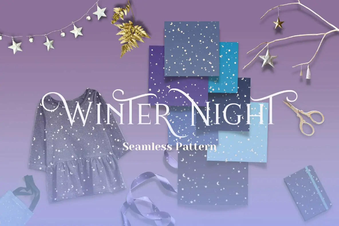 Winter Night Seamless Pattern