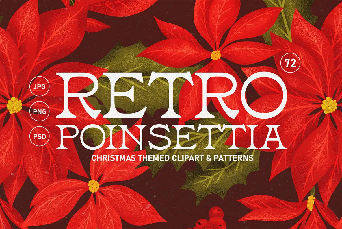 Retro Christmas Floral Set