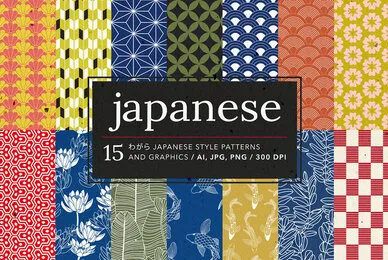 Japanese Patterns and Elements Set