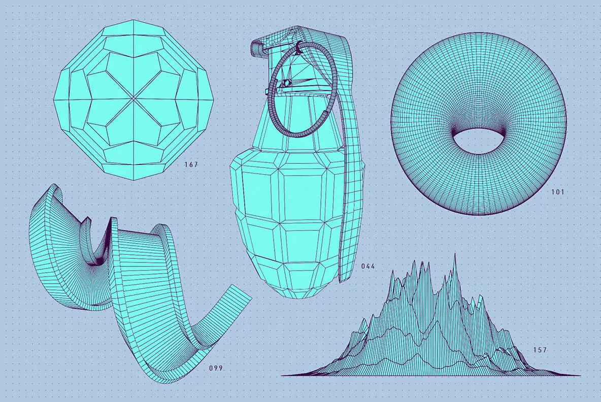 200 Vector Wireframe Shapes Abstract - YouWorkForThem