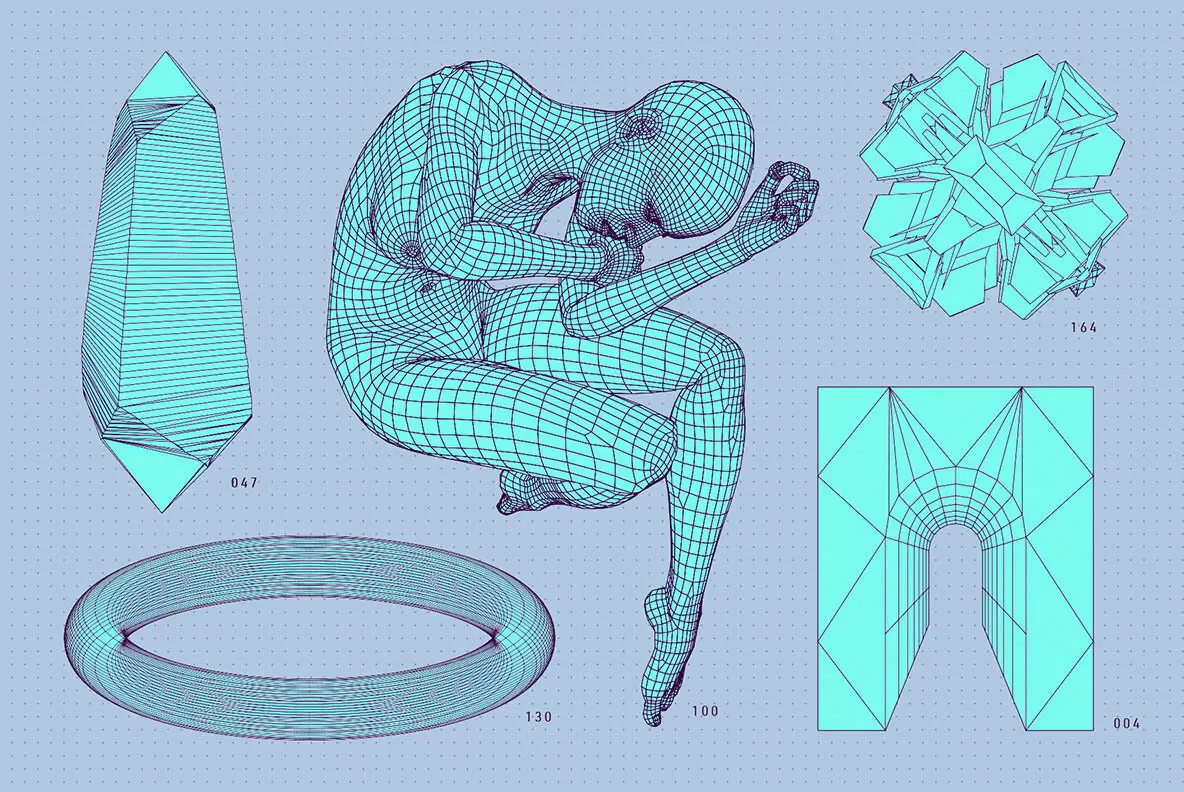 200 Vector Wireframe Shapes Abstract - YouWorkForThem