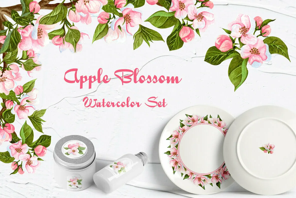 Apple Blossom Watercolor Collection!