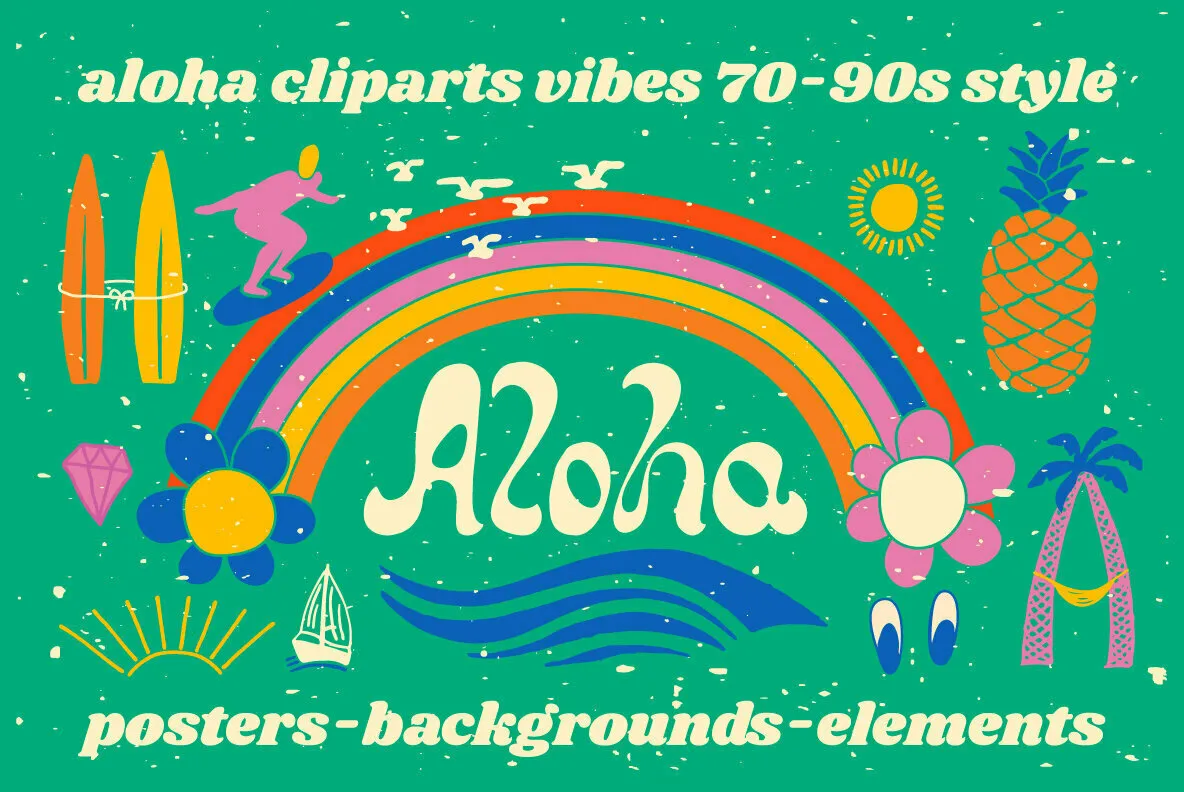 Aloha Cliparts Vibes 70-90s Style