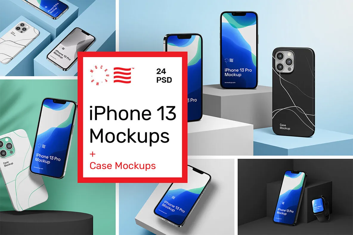 iPhone 13 Pro Mockups + Case Mockups