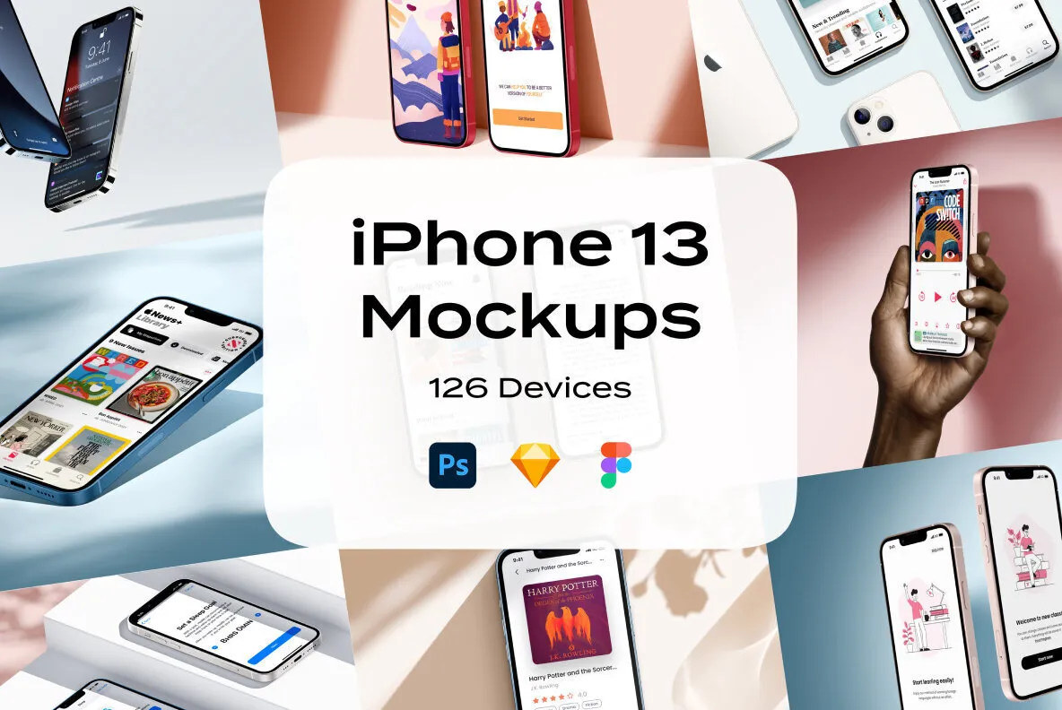 iPhone 13 Mockup for PSD Sketch Figma