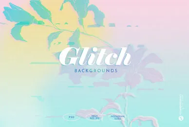 Glitch Effect Floral 90s Backgrounds