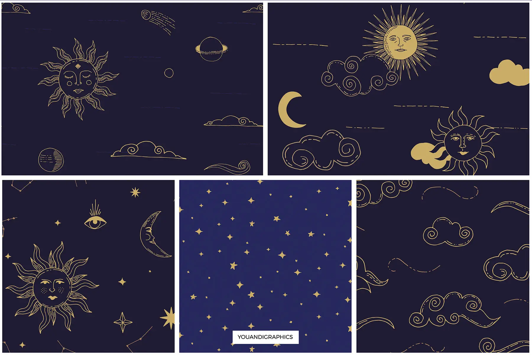 Celestial Patterns Illustrations Graphics - YouWorkForThem