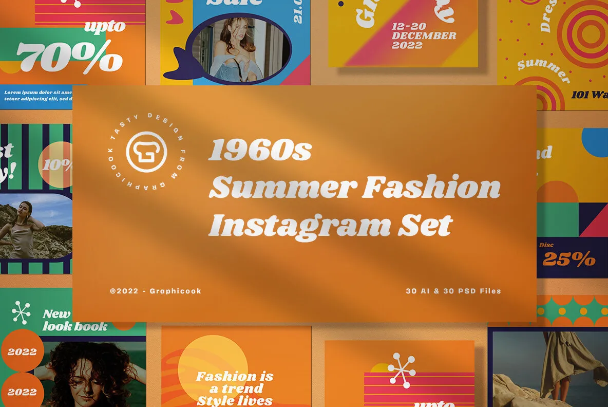 1960s Summer Fashion Instagram Pack