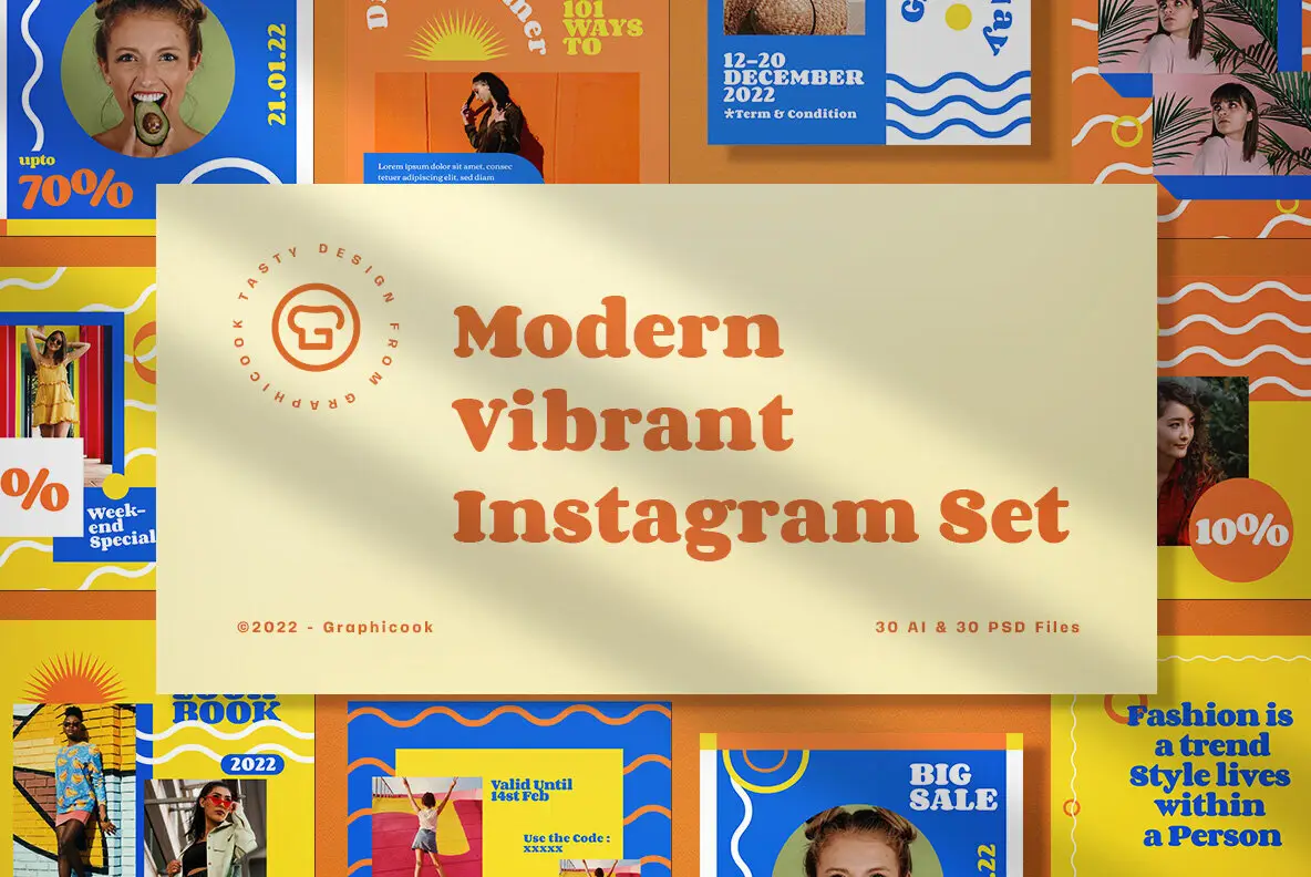 Modern Vibrant Summer Fashion Instagram Pack