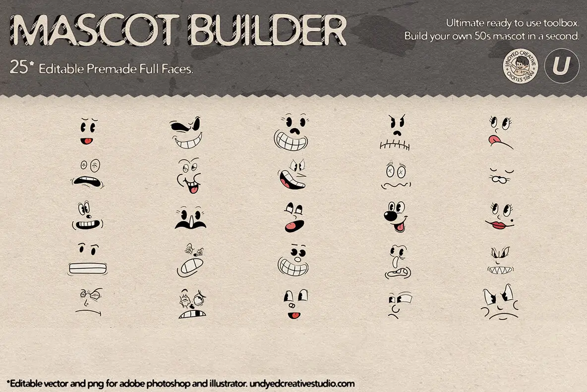 Mascot Builder - Retro Cartoon Character Toolbox Graphics - YouWorkForThem