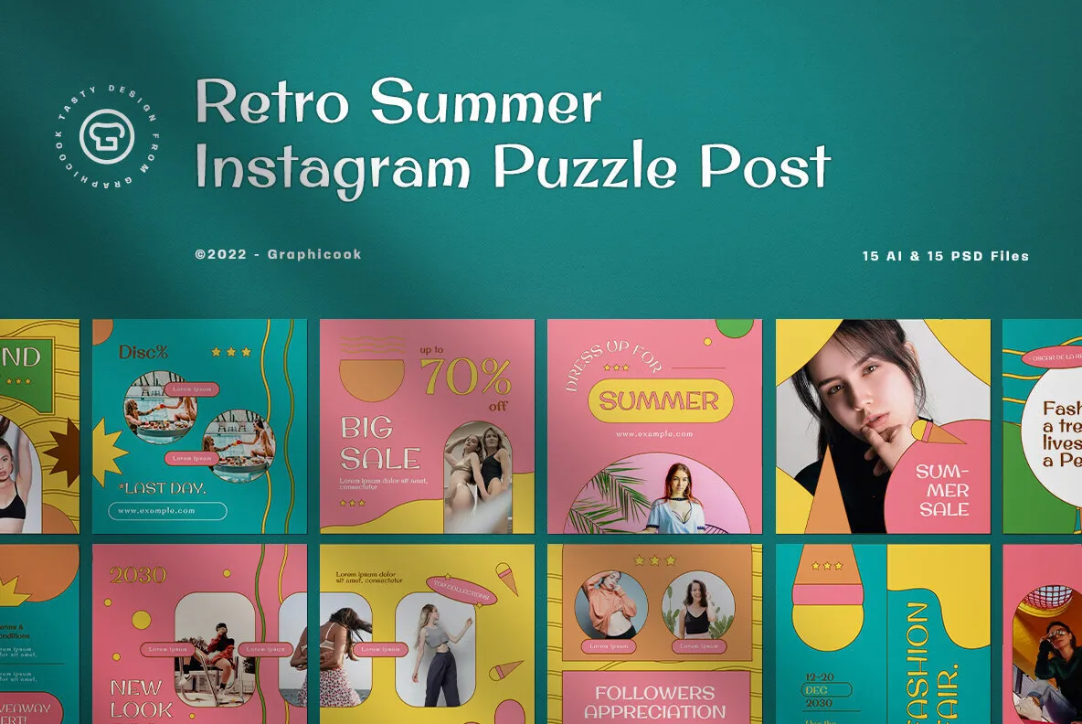 Blue Retro Summer Instagram Puzzle