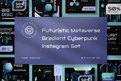 Futuristic Metaverse Gradient Cyberpunk Instagram Pack