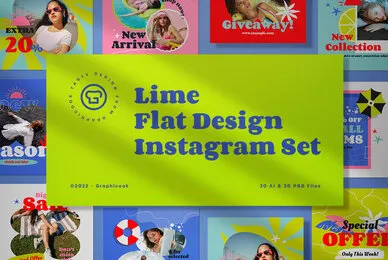 Lime Flat Design Summer Sale Instagram Pack