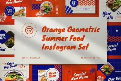 Orange Geometric Summer Food Instagram Pack