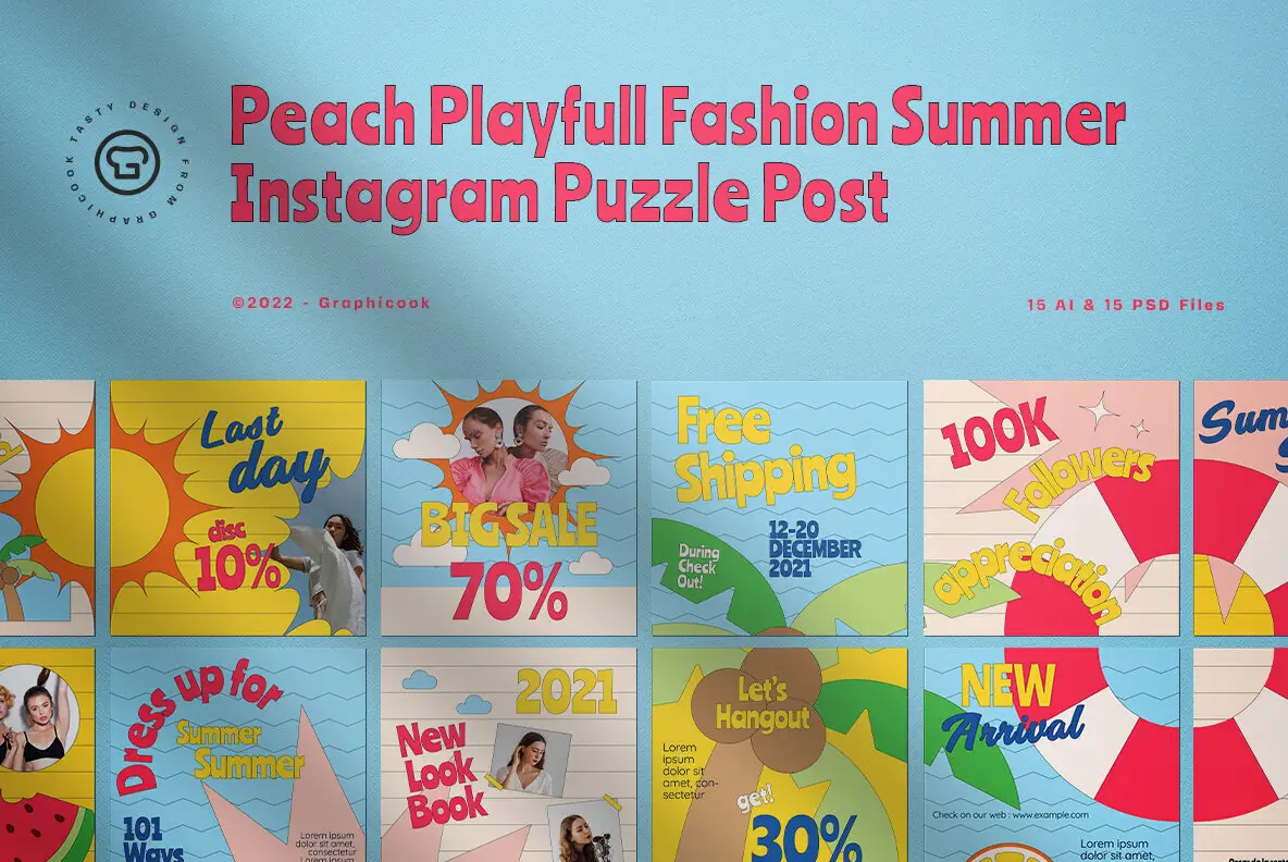 Peach Playful Fashion Summer Instagram Puzzle