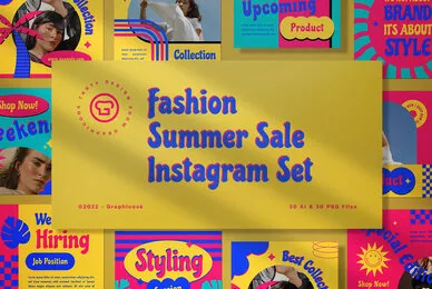 Pink Retro Summer Fashion Sale Instagram Pack
