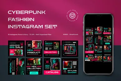 Black Cyberpunk Fashion Instagram Pack