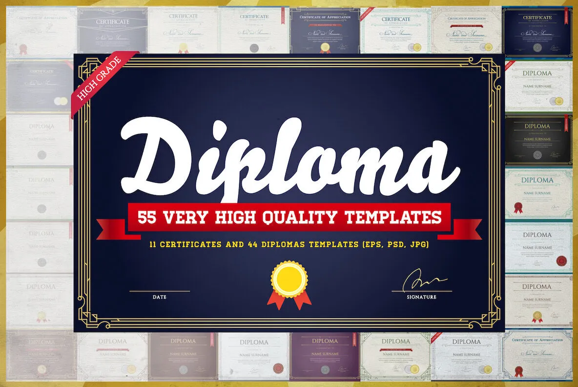 55 Diploma & Certificate Templates