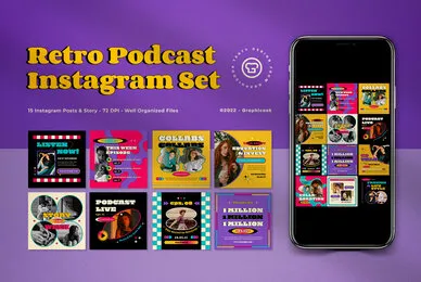 Purple Retro Podcast Instagram Pack
