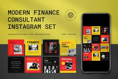 Yellow Modern Finance Consultant Instagram Pack