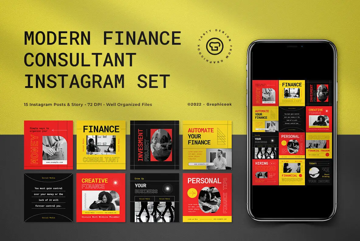 Yellow Modern Finance Consultant Instagram Pack