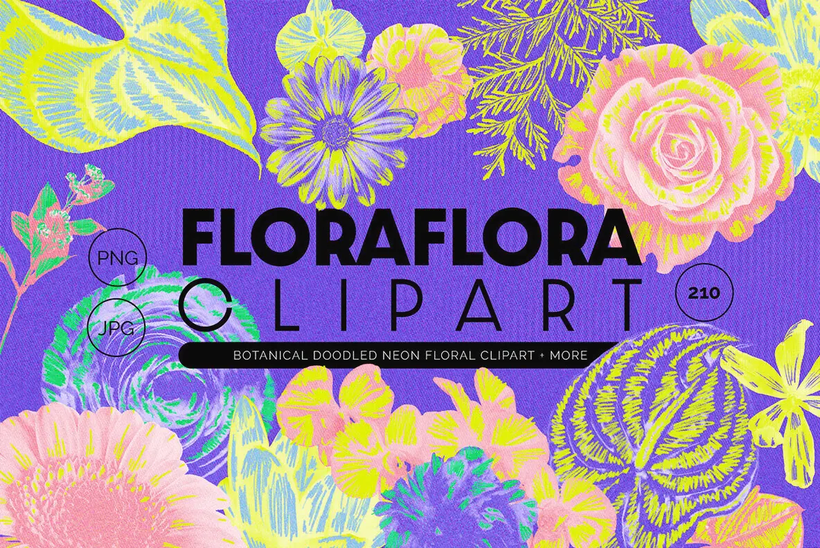 80s Maximalist Floral Clipart