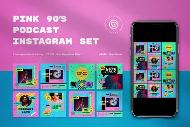 Pink 90s Podcast Instagram Pack