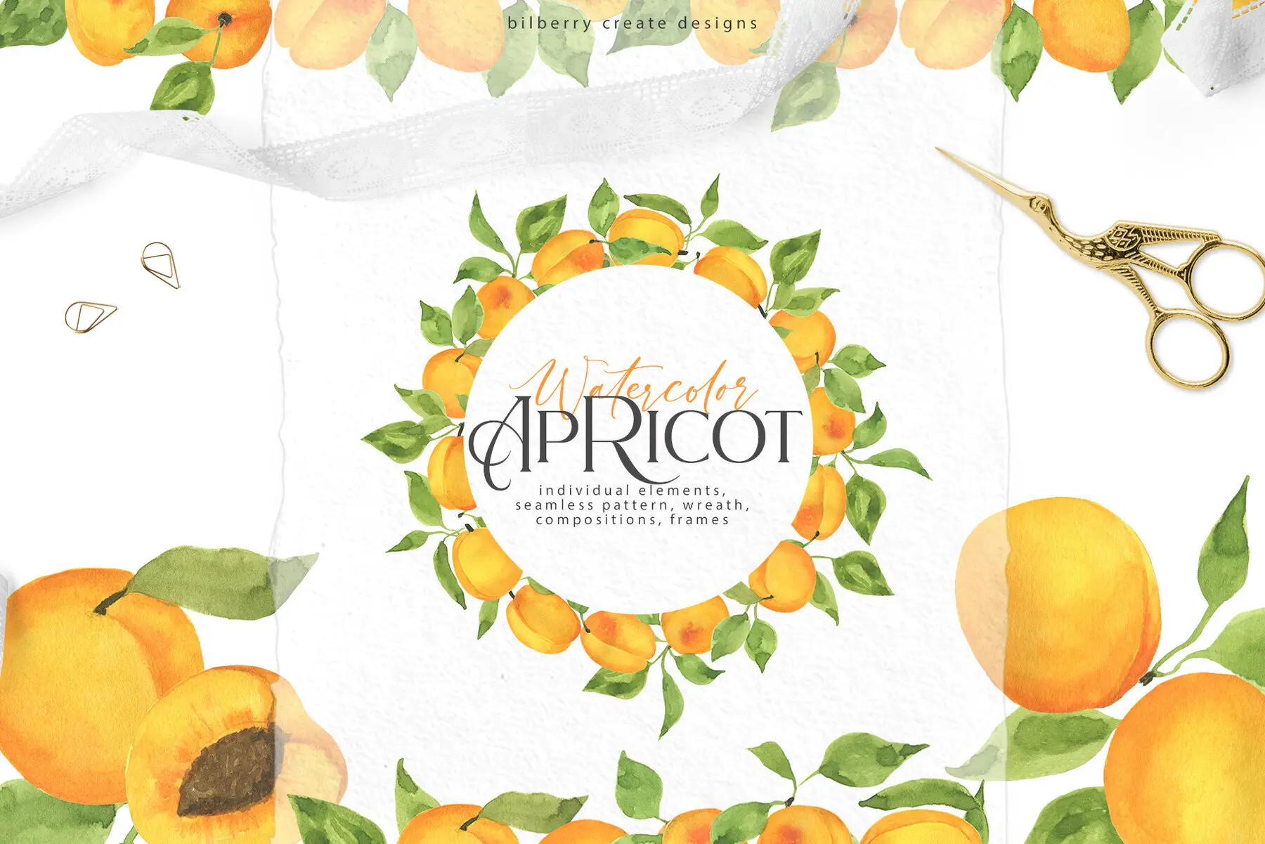 Watercolor Apricot Art Set