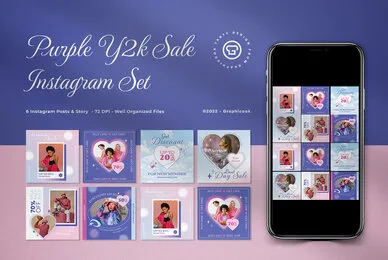 Purple Y2K Sale Instagram Pack
