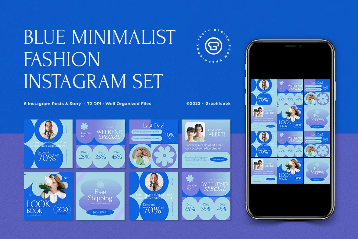Blue Minimalist Fashion Instagram Pack