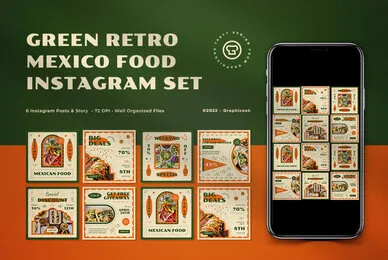 Green Retro Mexico Food Instagram Pack