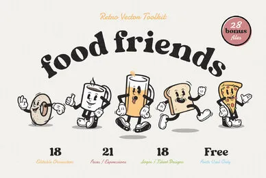 Food Friends Vintage Logos  Mascots