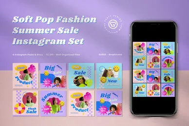 Soft Pink Pop Fashion Summer Sale Instagram Pack