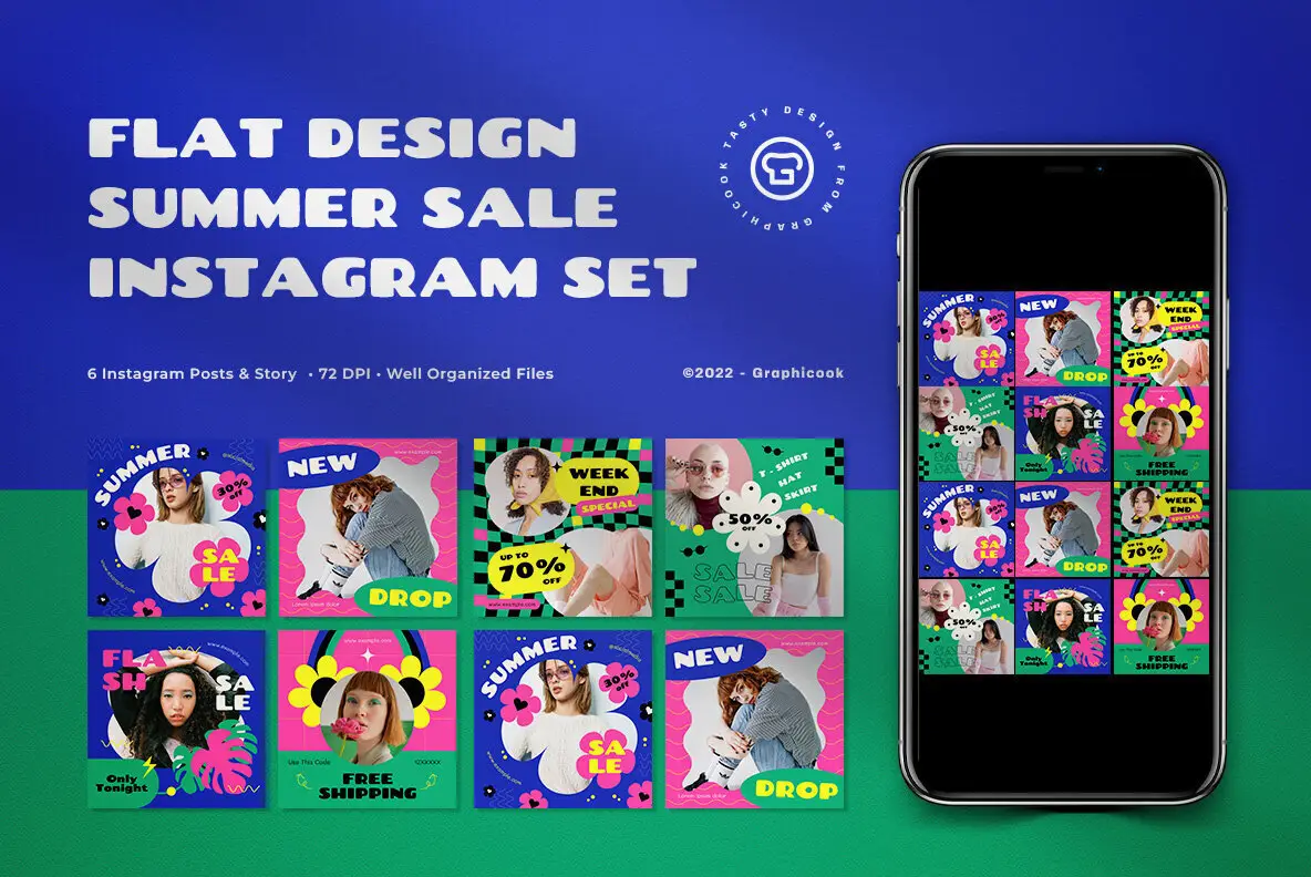 Yellow Flat Design Summer Sale Instagram Pack