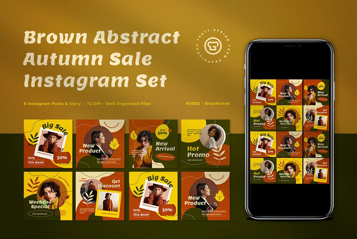Brown Abstract Autumn Sale Instagram Pack