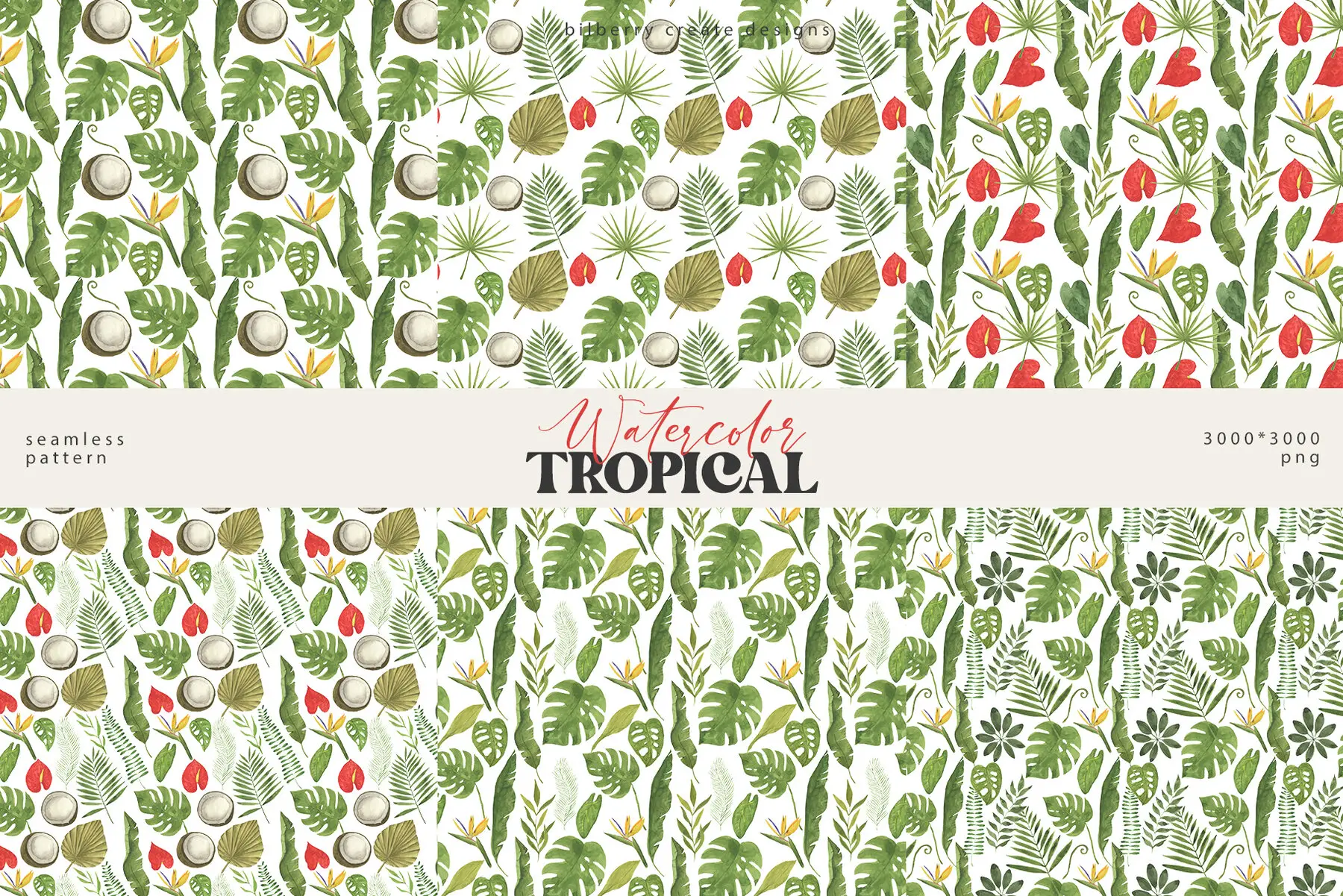 Watercolor Tropical Art Set Graphics YouWorkForThem