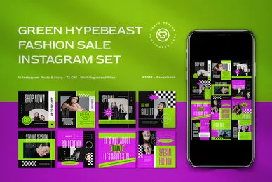Green Hypebeast Fashion Sale Instagram Pack