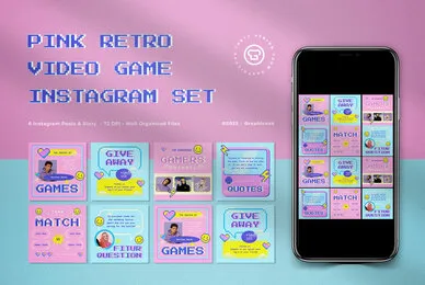 Pink Retro Video Game Instagram Pack